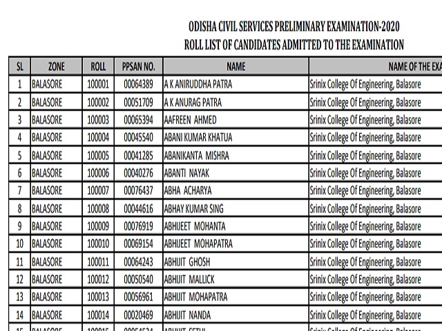OPSC OCS Select List 2021 for Odisha Civil Service Prelims Exam @opsc.gov.in, Prelims Exam on Aug 27